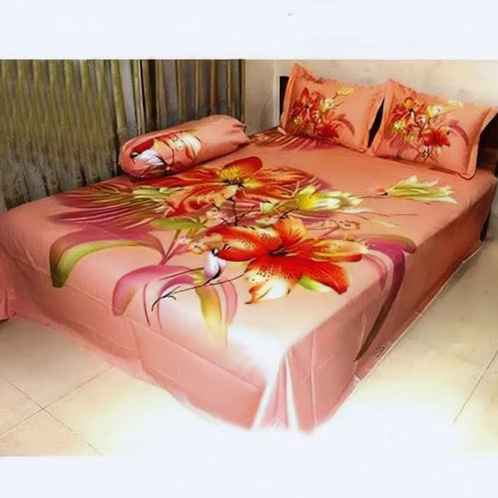 Panel Cotton King Size Bedsheet With Pillow Cover - Multicolor - 192435