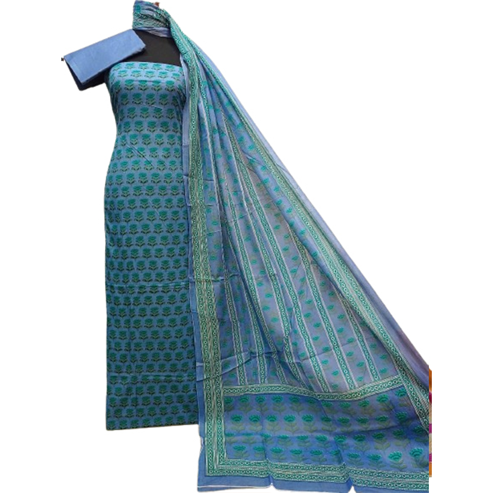 Unstitched Cotton Printed Salwar Kameez For Women - Multicolor - 3R-P204