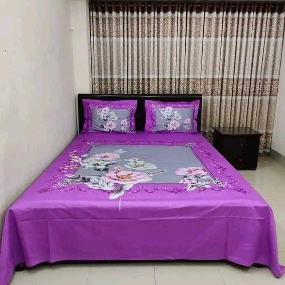 Panel Cotton King Size Bedsheet With Pillow Cover - Multicolor - 192448