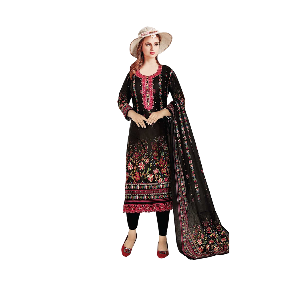 SUPERTRENDY 2710-03 Unstitched Embroidery Salwar Kameez - Black