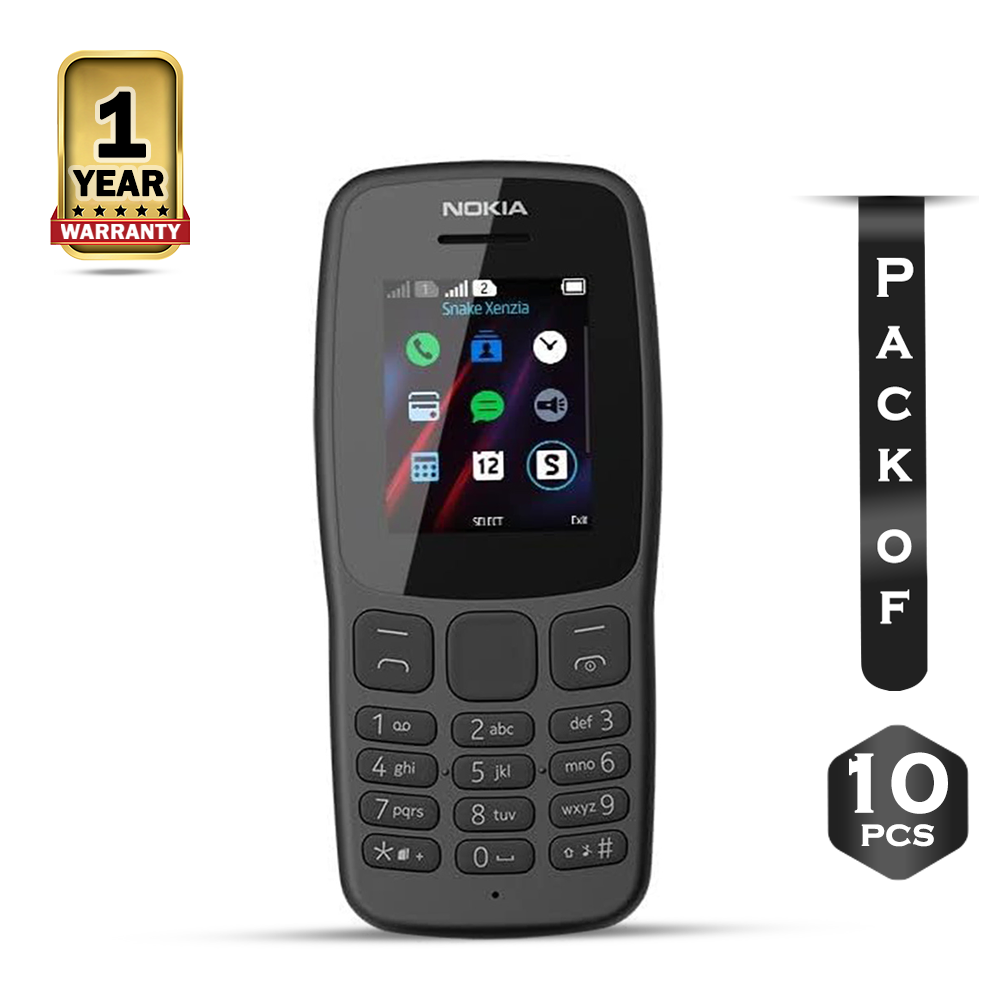 Pack of 10 Pcs Nokia 106 Dual Sim Feature Phone - Black