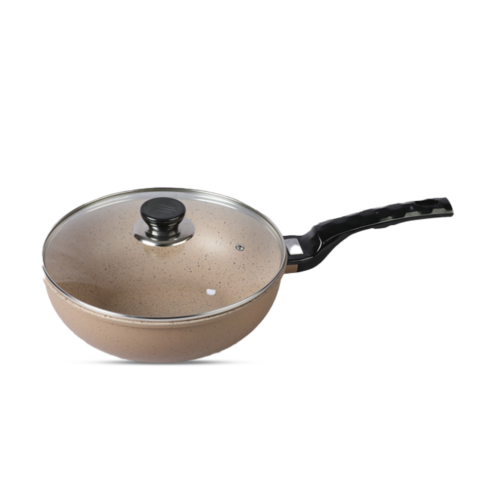 BD -KOR Marble Coating with Glass Non Stick Fry Pan - 26 CM