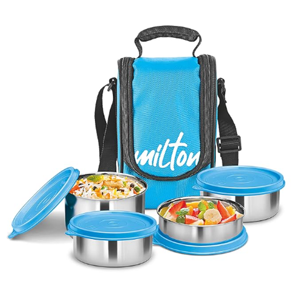 Milton Tasty 4 Stainless Steel Lunch Box - Cyan