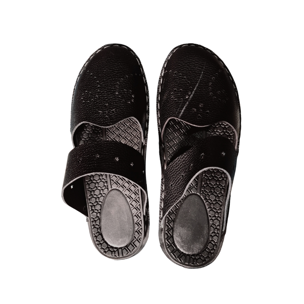Leather Sandal For Men - Black - SP05