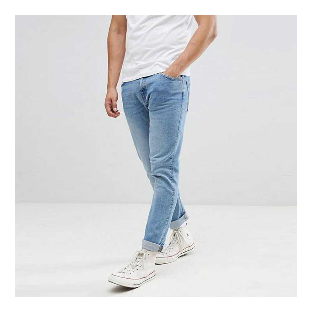 Cotton Semi Stretch Denim Jeans Pant For Men - Light Blue - NZ-13010