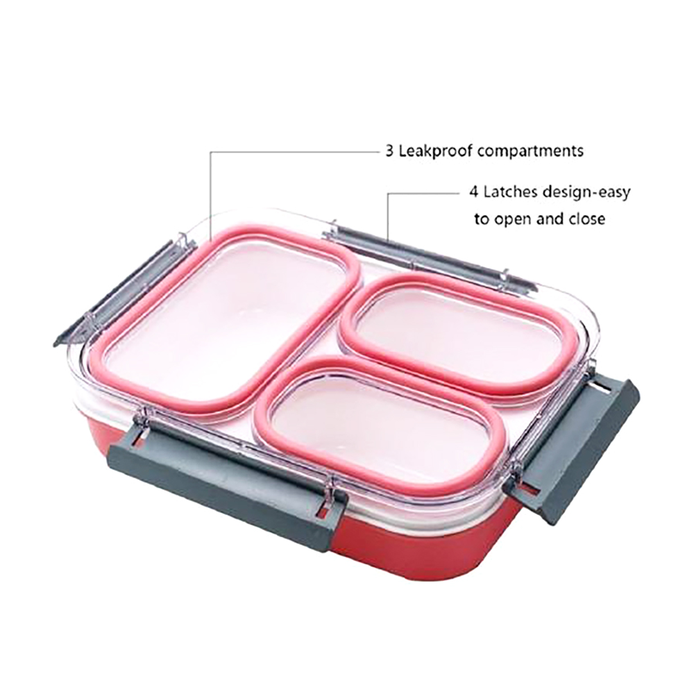 Adult Lunch Box, 1200 Ml 3-Compartment Bento Lunch Box, Lunch