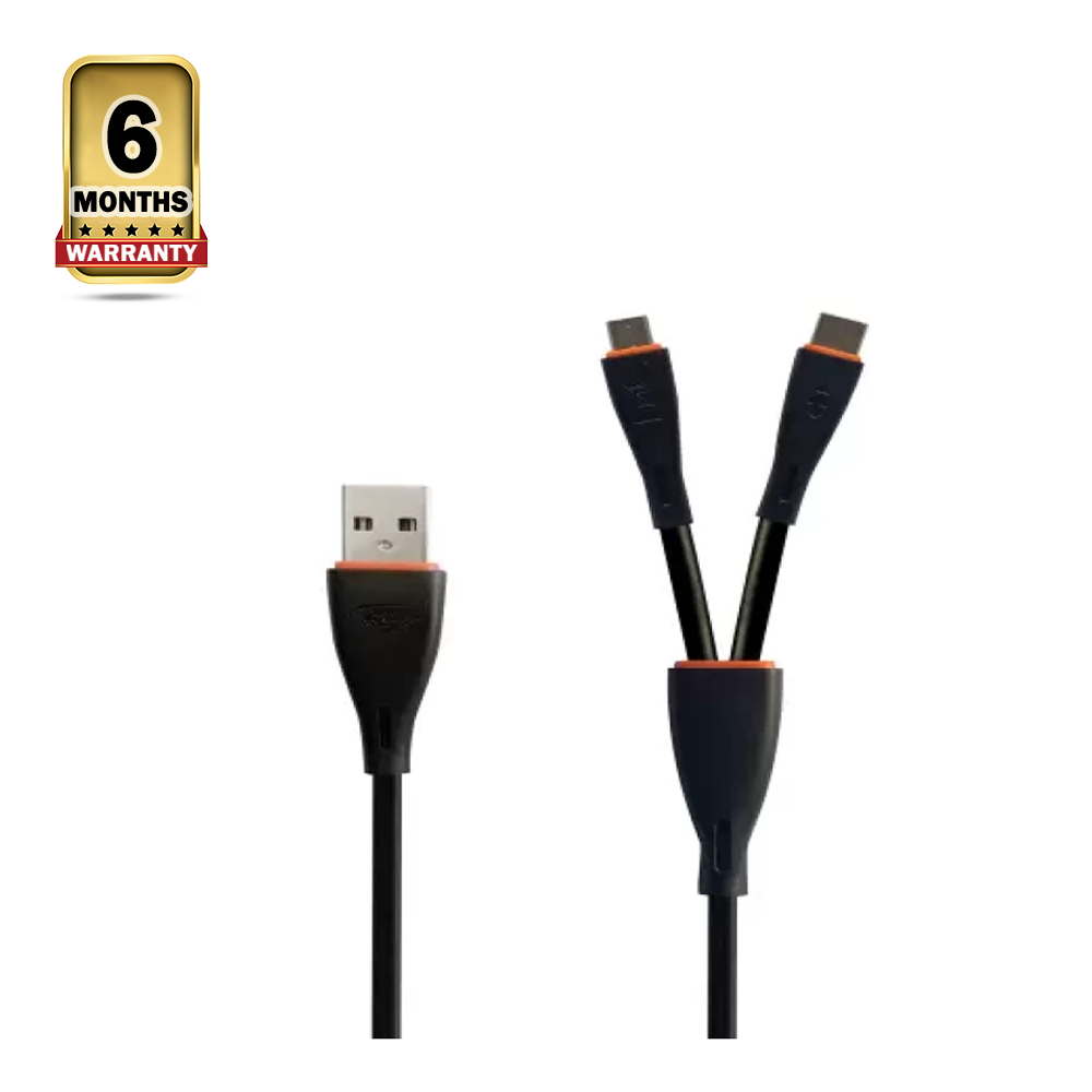 Itel ICD X21 Micro and Type-C 2 In 1 Data Cable - Black