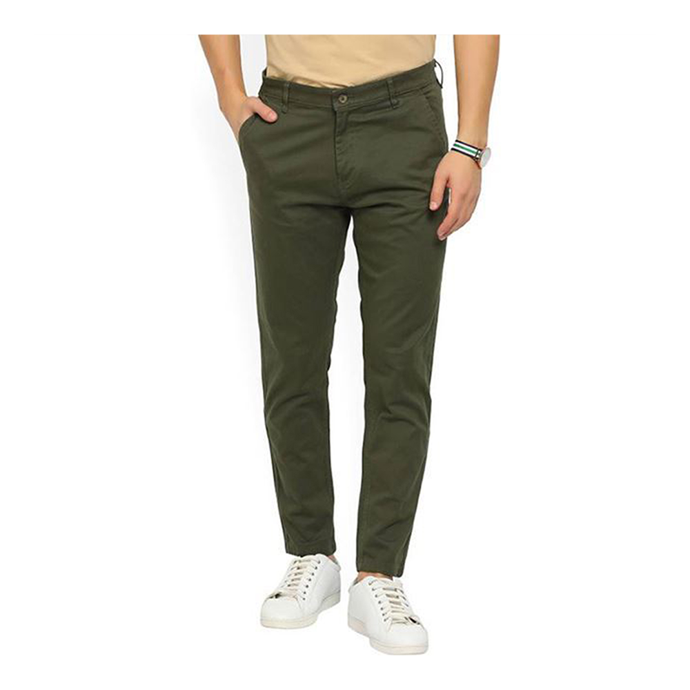 Cotton Chinos Gabardine Pant For Men - Olive - NZ-3106