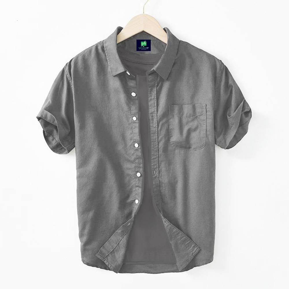 Cotton Half Sleeve Shirt For Men - Grey - MS-65