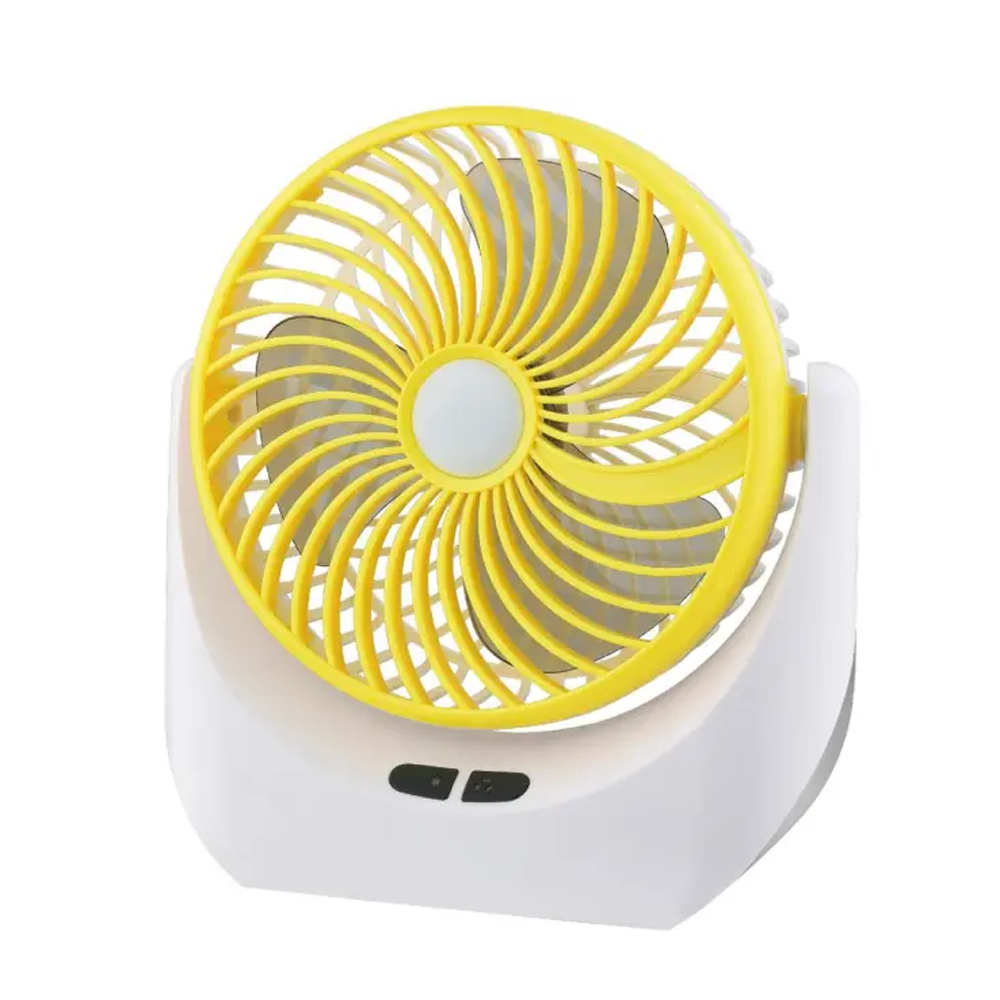 JY Super JY-1880 Rechargeable Mini Table Fan with LED Light - Yellow