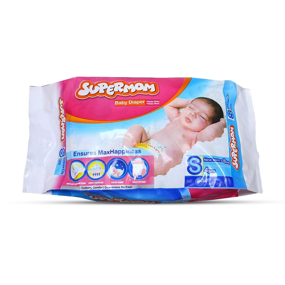 Schadelijk methaan Vereniging Supermom Baby Diaper - S - 0-8Kg - 4Pcs