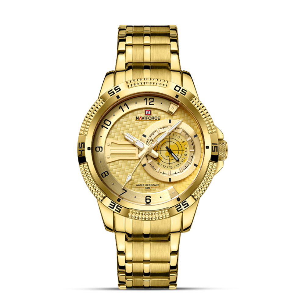 NAVIFORCE NF9206 Golden Stainless Steel Chronograph Watch For Men - Golden