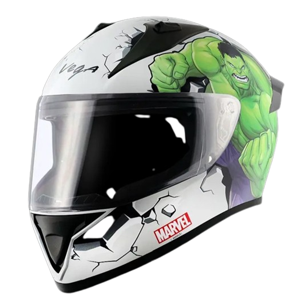 Vega Bolt Marvel Full Face Bike Helmet - Green and White