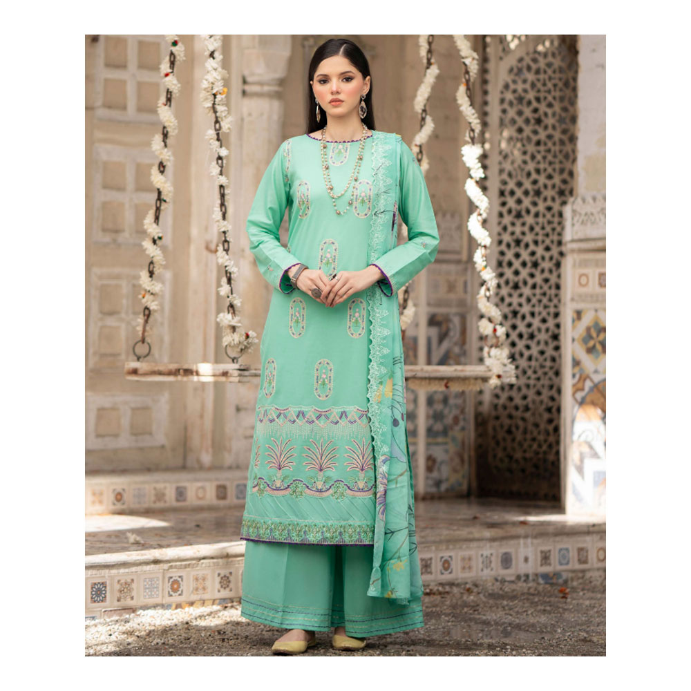 Embroidered Salwar Kameez  for Women - Pest - HP-3PP-303 (1 Pc Ring Free)