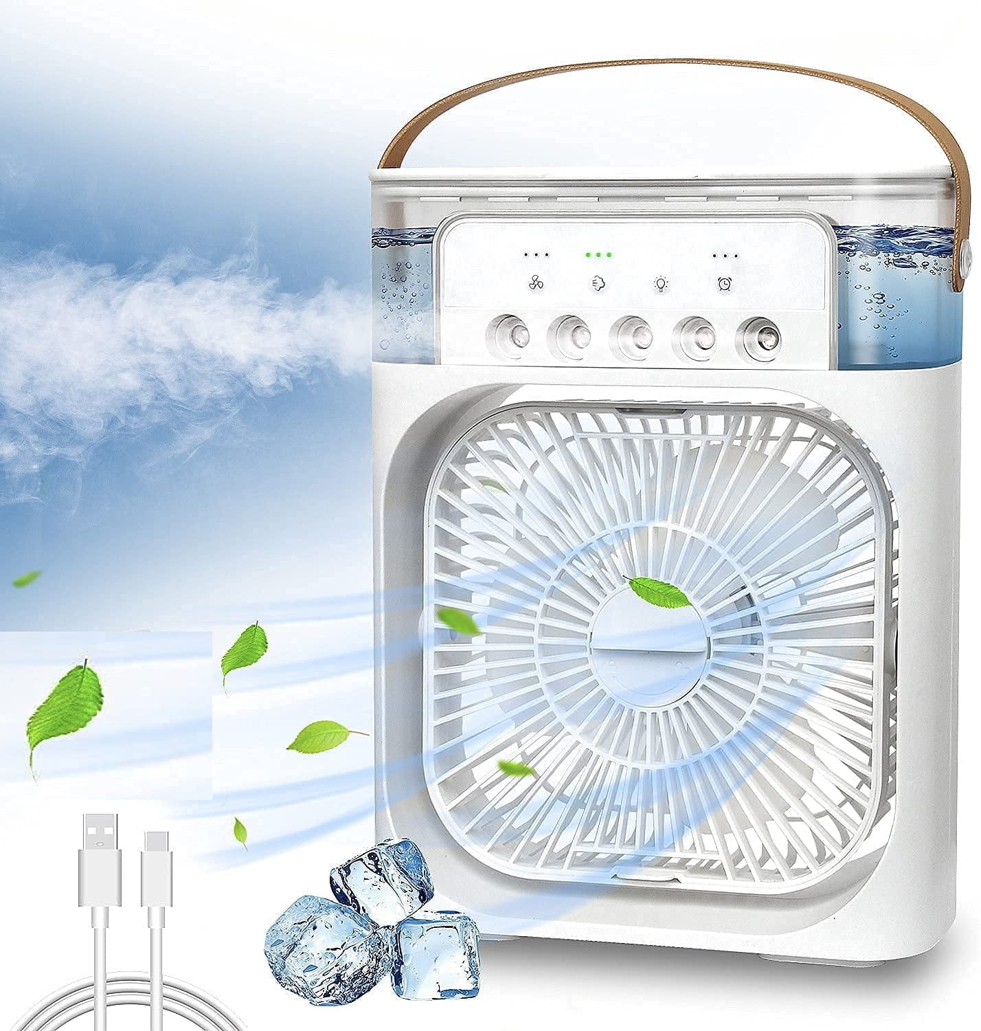 Extonic ET-C702 Portable USB Air Cooler DC Fan With Dream Light and Humidifier - 10W - White