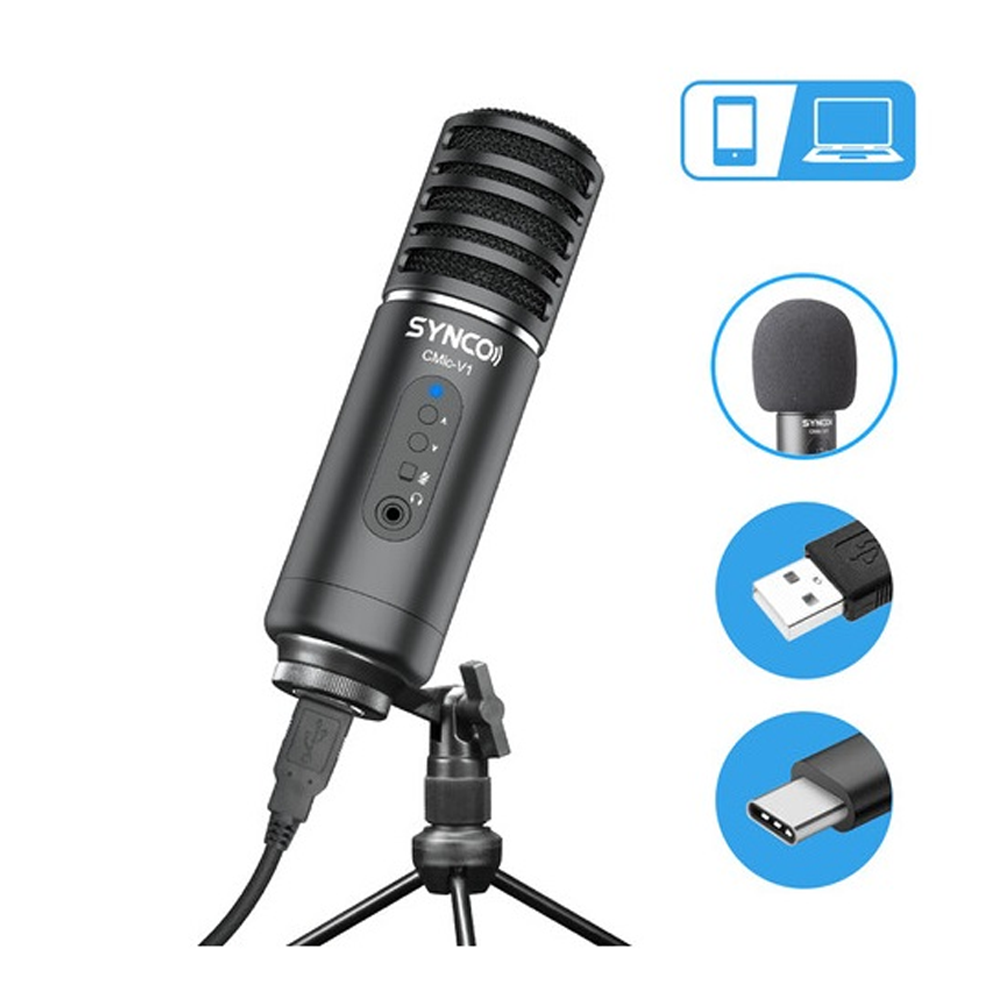 Synco CMicV1 Large Diaphragm USB Condenser Microphone Black