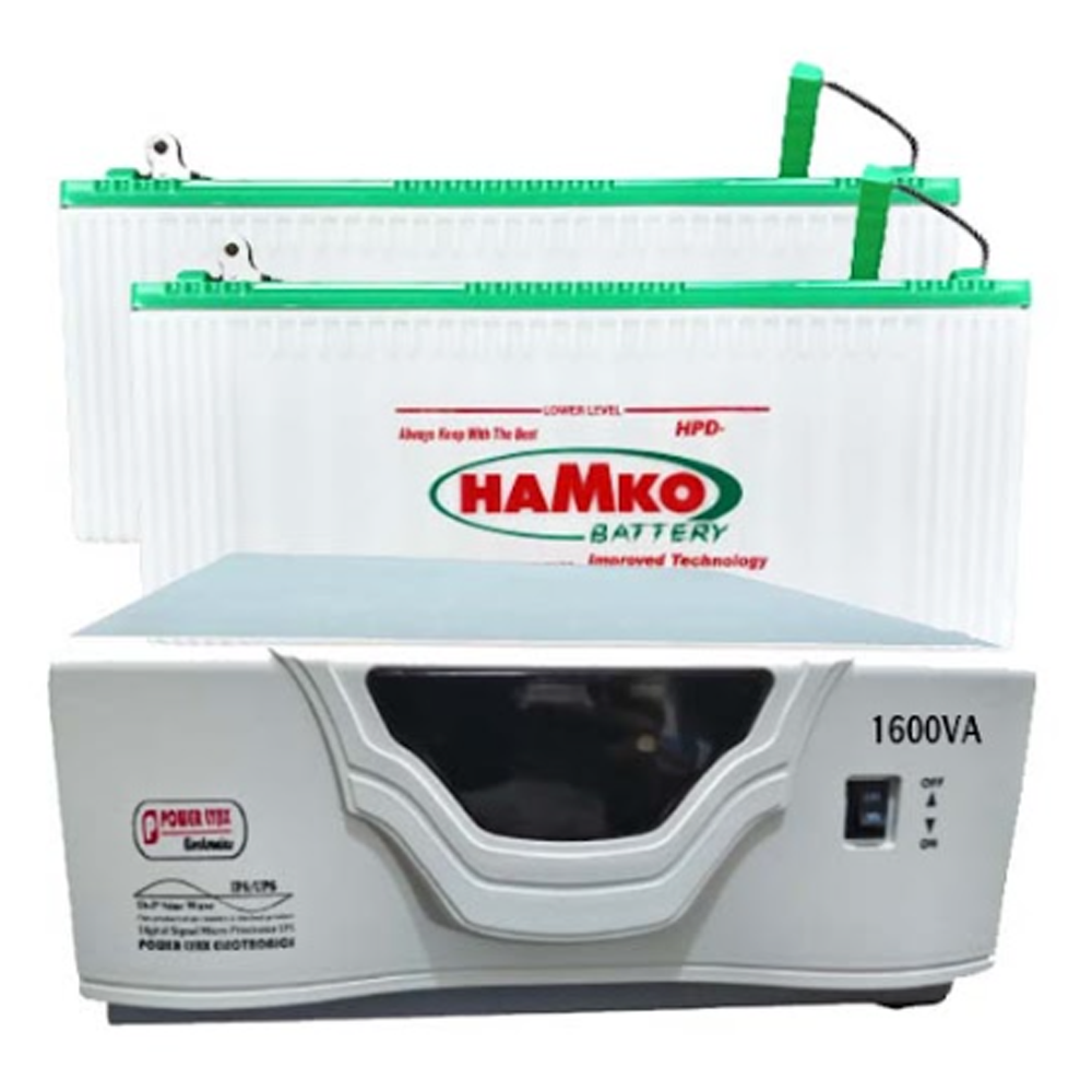 Combo Offer of POWER LYNX DSP Sine Wave Digital 1600 VA IPS With Hamko HPD-130 AH Battery 24 V - White