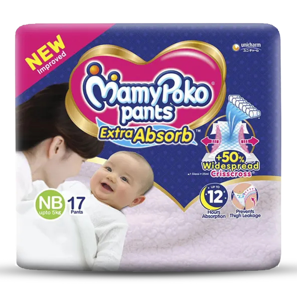 MamyPoko New Born Pant Diaper - 0-5 Kg - 17 Pcs