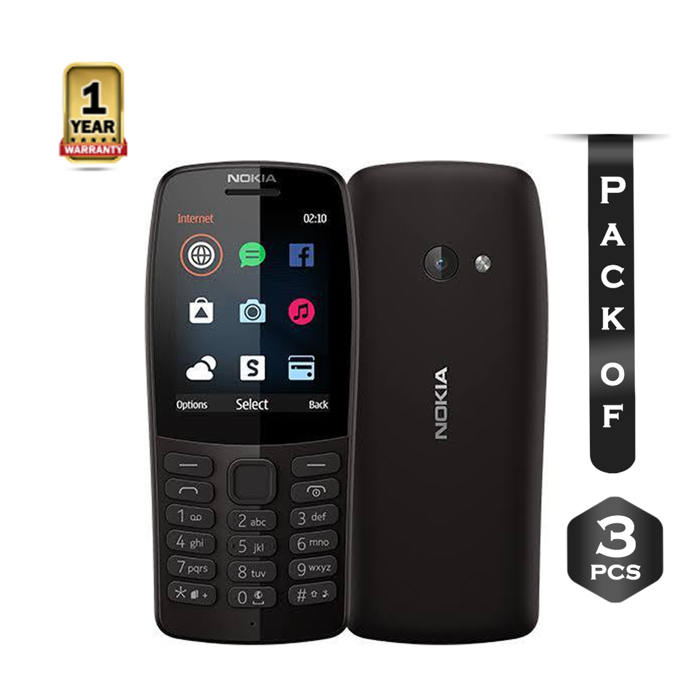 Pack of 3 Pcs Nokia 210 Dual SIM Feature Phone - Black
