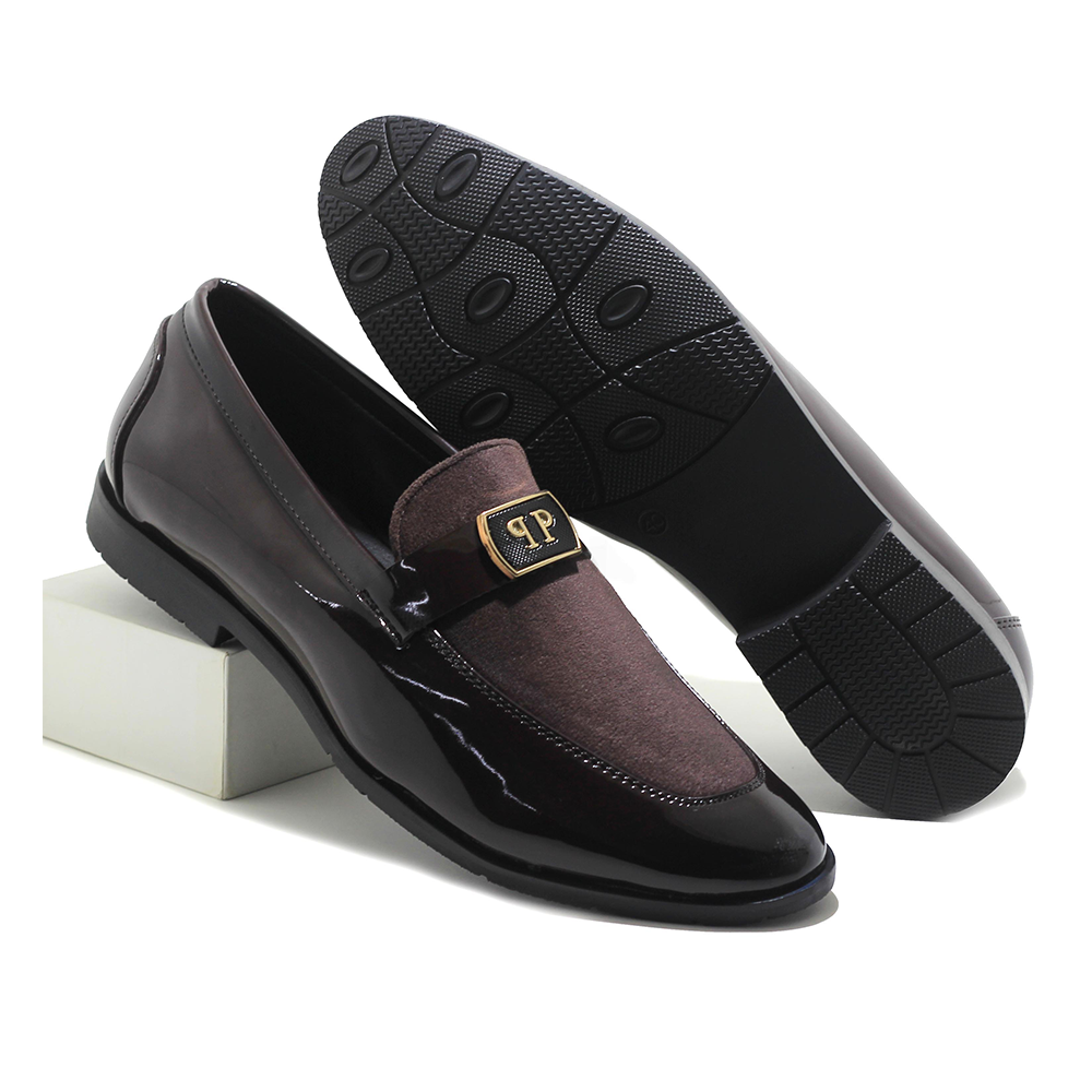 Sued PU Leather Formal Party Shoe For Men - Coffee - IN403