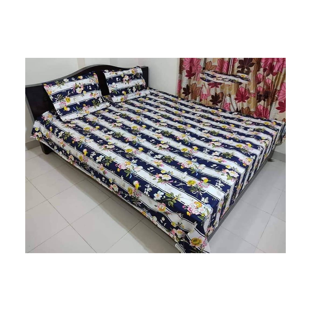 King Size Cotton Twill Bedsheet - BT-129  - Multicolor