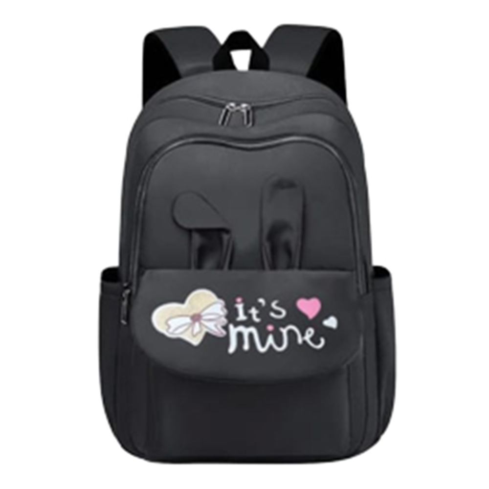 Nylon Polyester Backpack For Girls - Black - LB-30