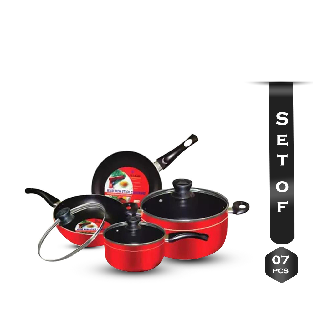 Set Of 7 Pcs Kiam Non Stick Cookware Set - Red