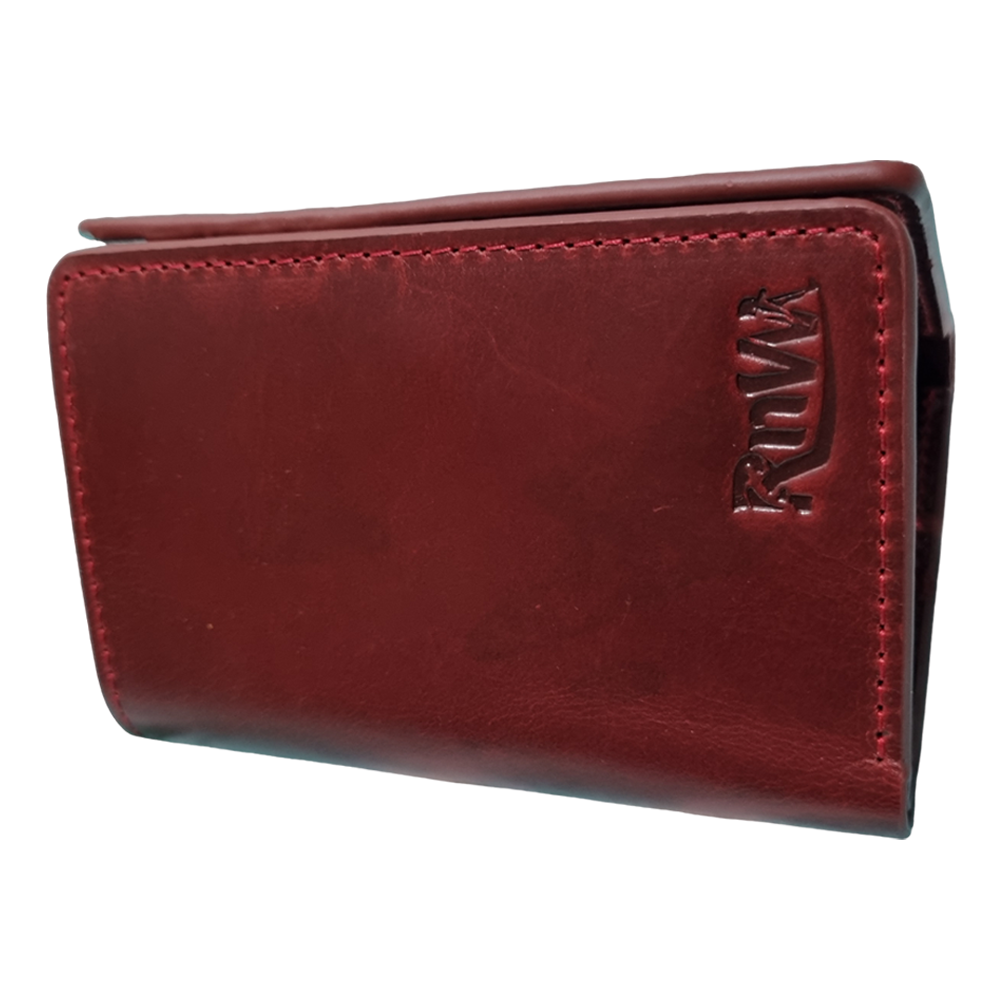 Rnw Leather Oil Pull-up tri-fold Wallet For Men- Red Wine - RIM-TF-040-RW