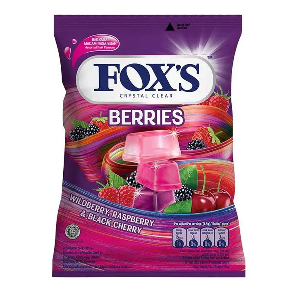 Foxs Crystal Clear Berries Candy Pouch - 90gm - 1000069