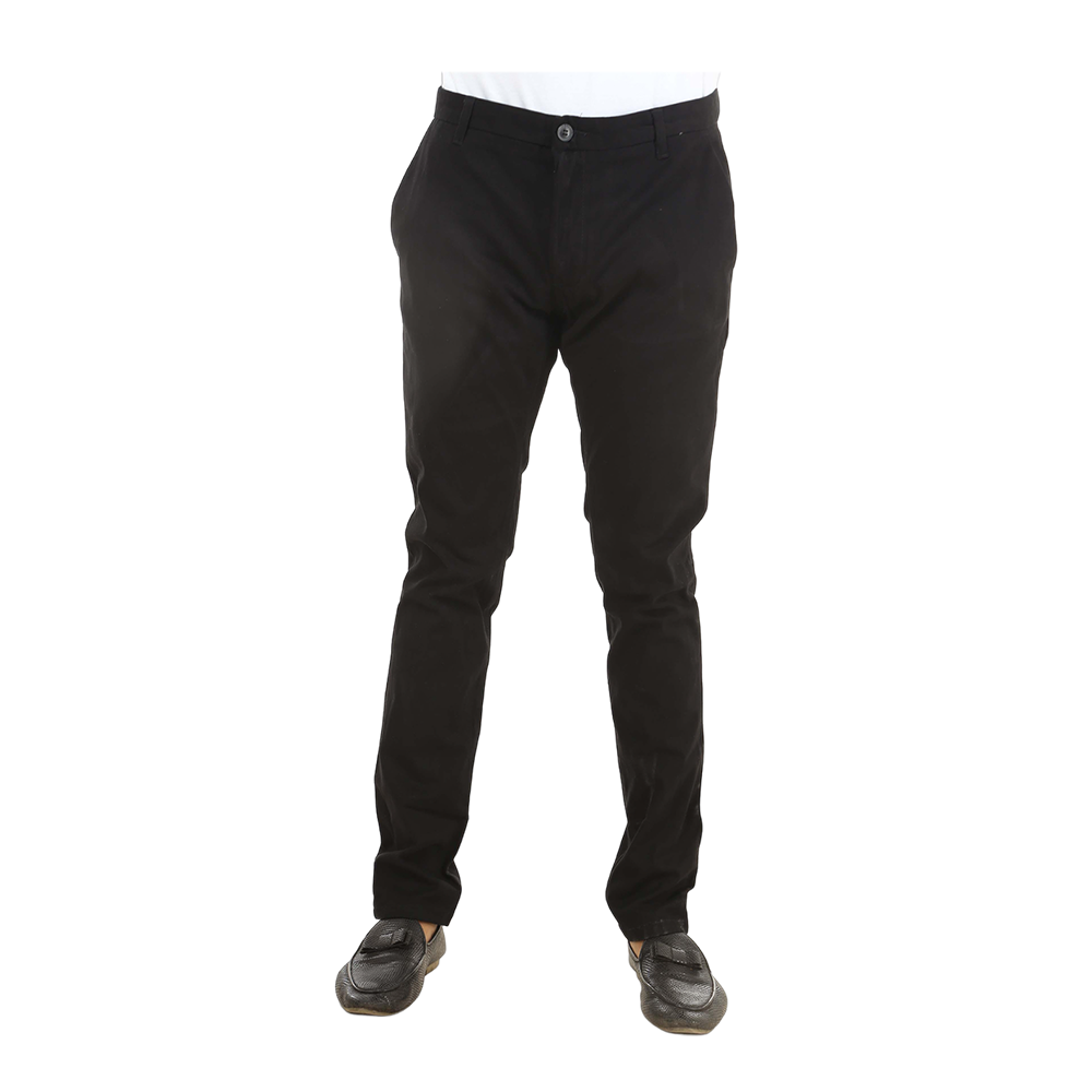 Cotton Chinos Gabardine Pant For Men - Deep Black - NZ-3144