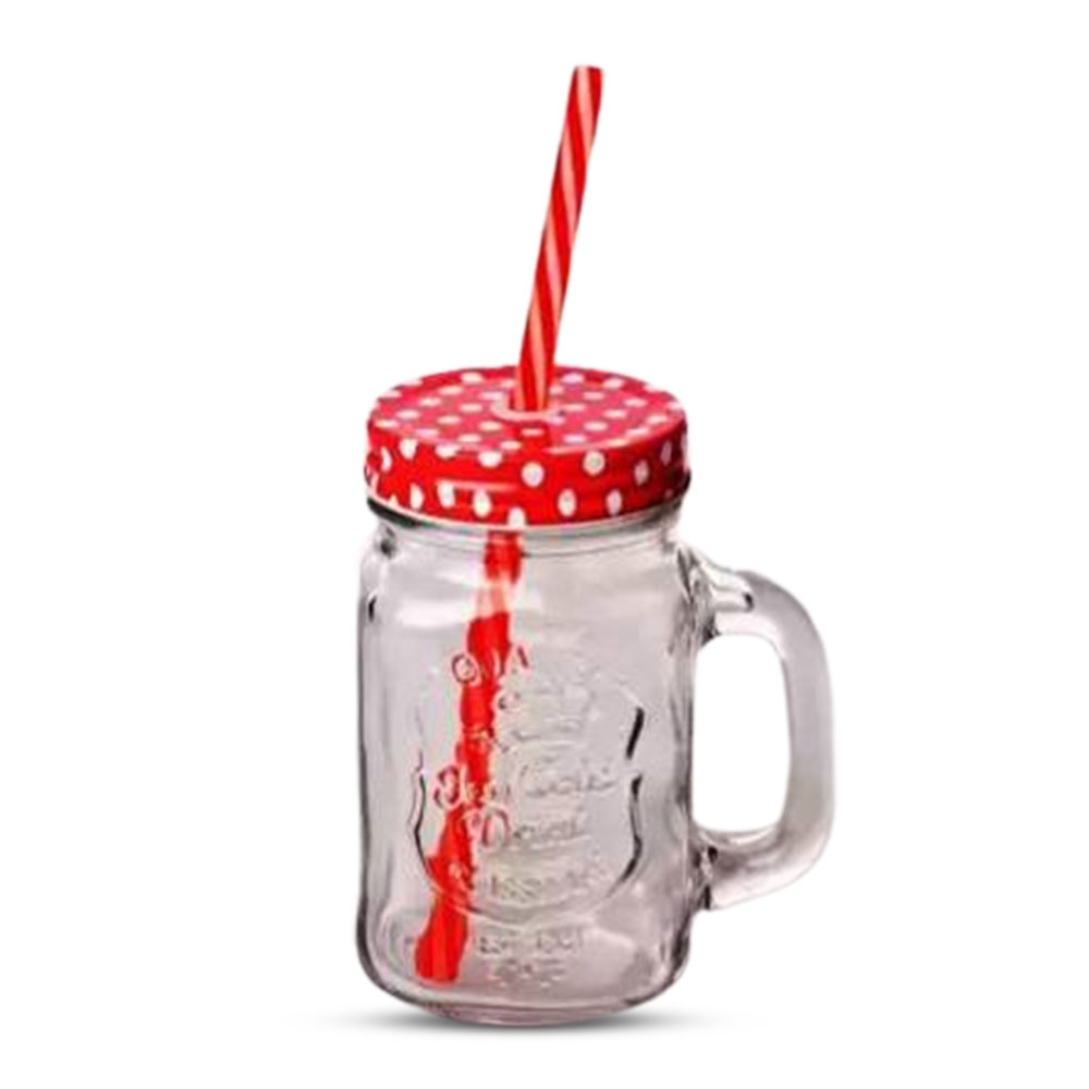 Juice Glass Straw Mug with Lid - 500ml - Transparent