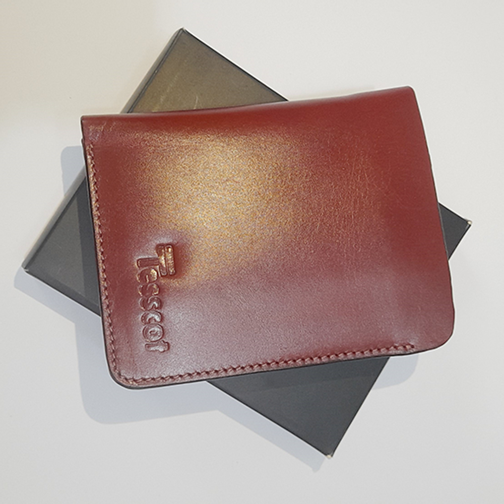 Tesscot Leather Short Wallet For Men - Brown - KOBR-1201