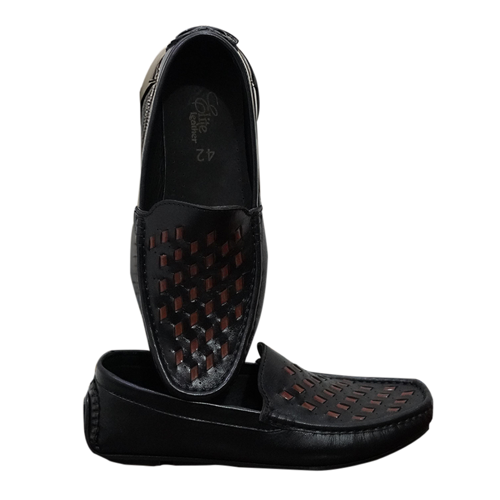 Elite Leather Loafer Shoes For Men - Black - FL 3501