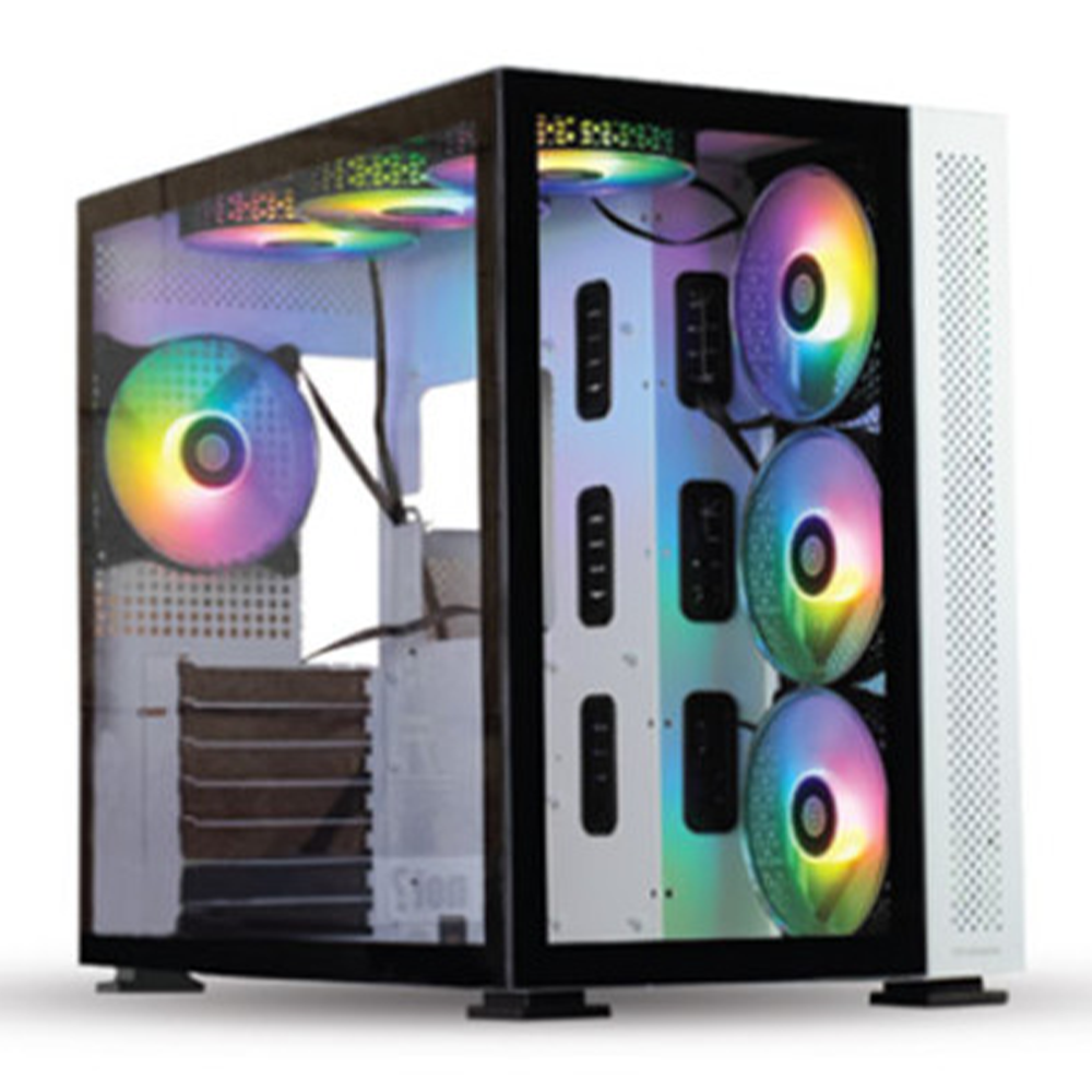 Revenger Leo Dynamic Full Tower Micro ATX Gaming Case - White and Black