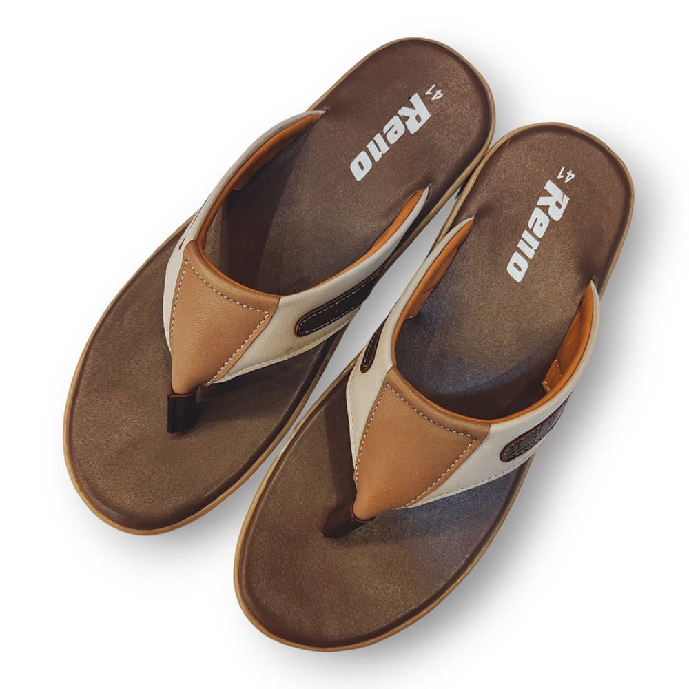 Reno Leather Sandals For Men - RS7073 - Brown And Cream