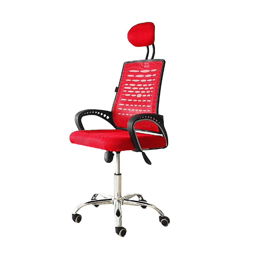 Fabric and Plastic Comfort Executive Chair - Red and Black