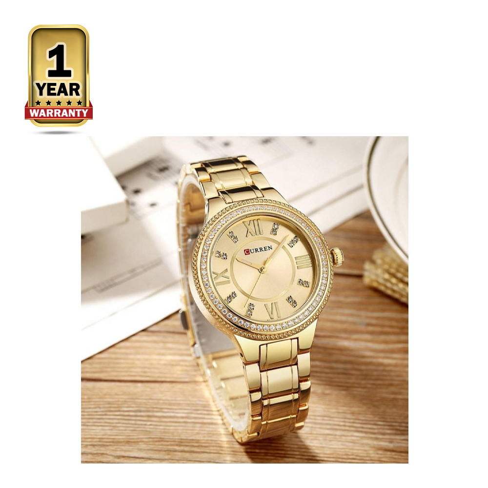 Curren 9004 Stainless Steel Wrist Watch for Women - Gold