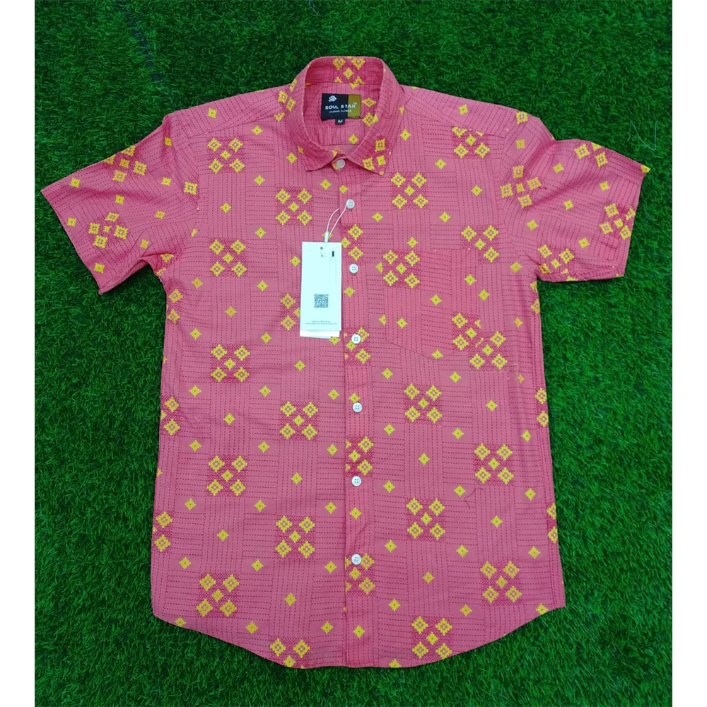 Cotton Half Sleeve Shirt For Men - Pink