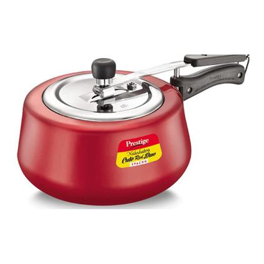 Prestige Aluminium Deluxe Plus Induction Bottom Pressure Cooker - 5 Liter - Red