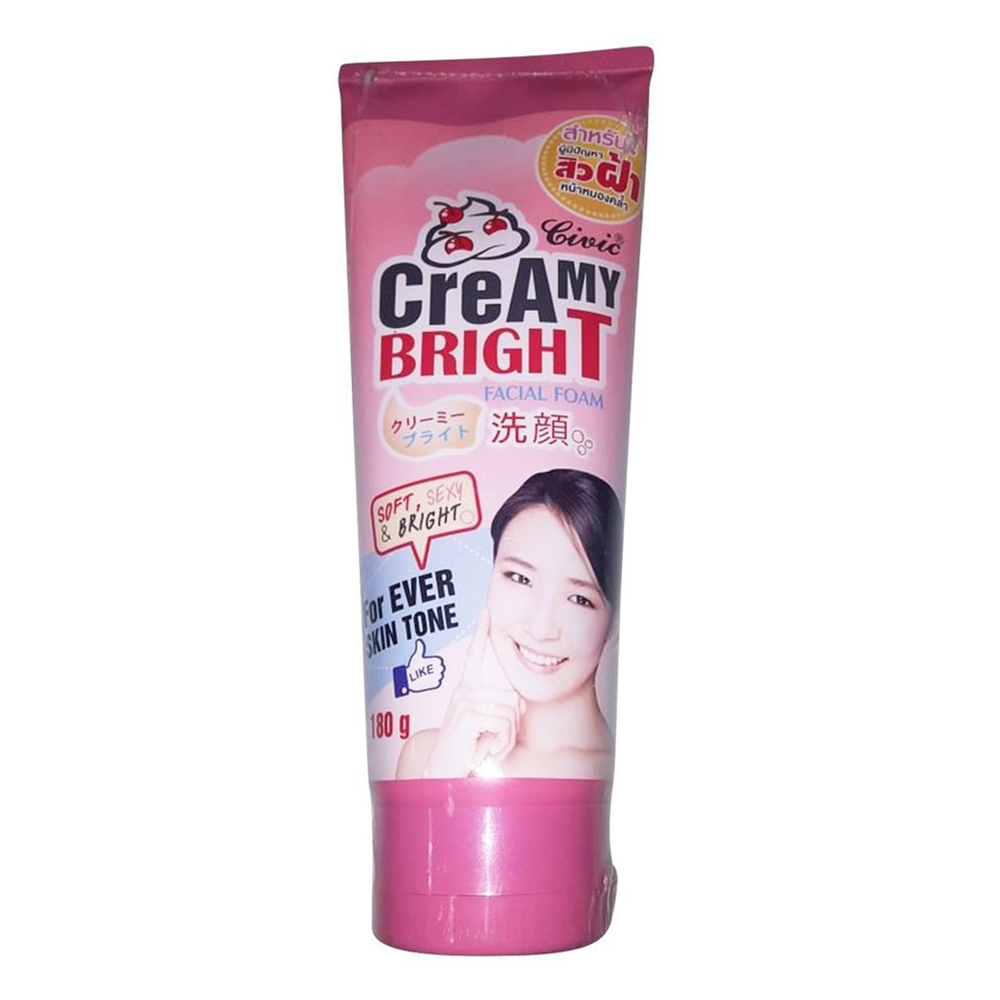 Civic Creamy Bright Facial foam for Acne and Whitening - 180gm - Pink