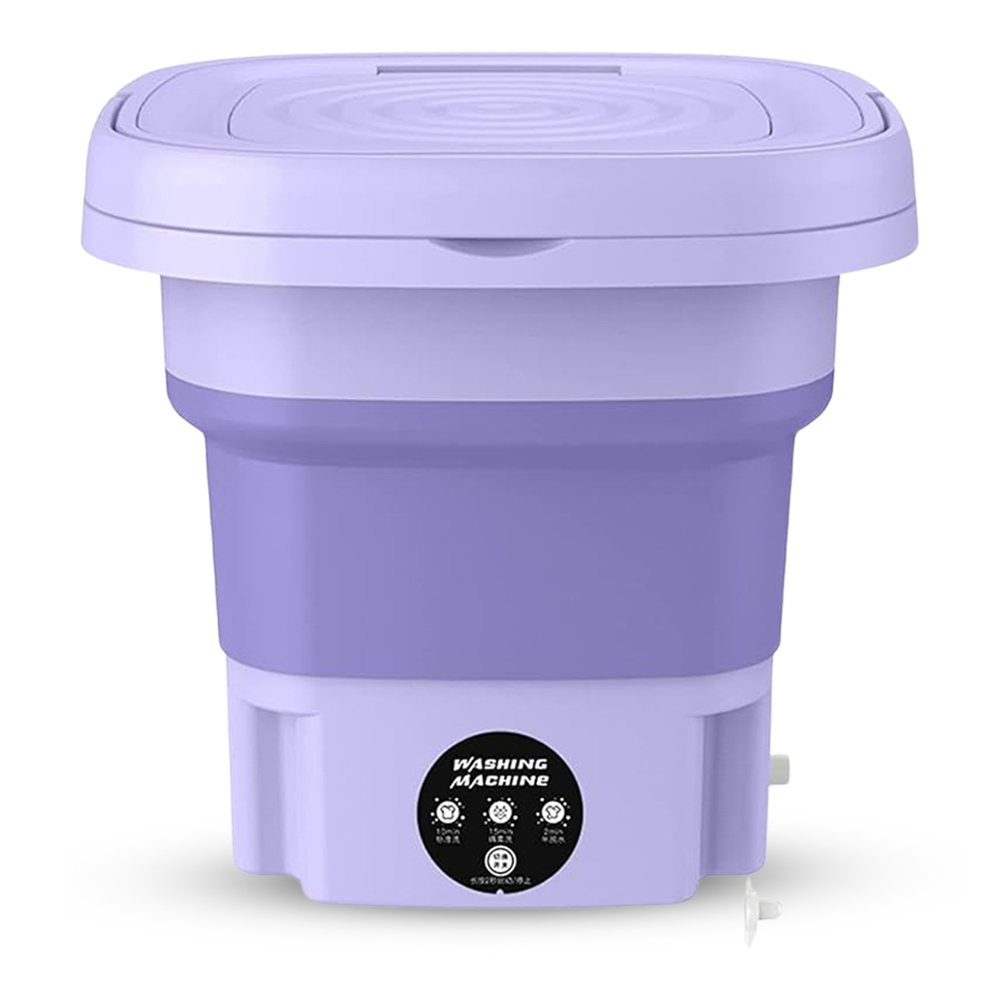 Silicone Mini Foldable Automatic Portable Washing Machine - 8 Liter - Purple