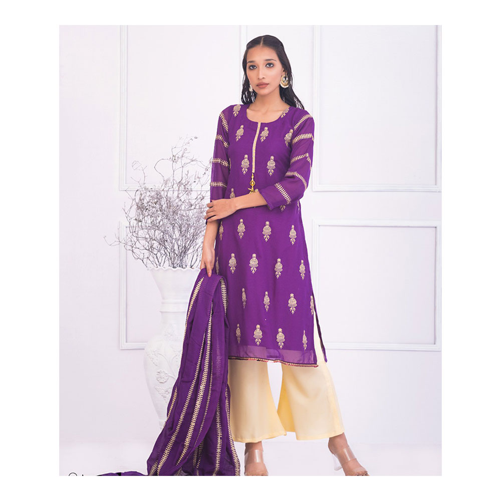 Georgette Unstitched Salwar Kameez for Women - Purple