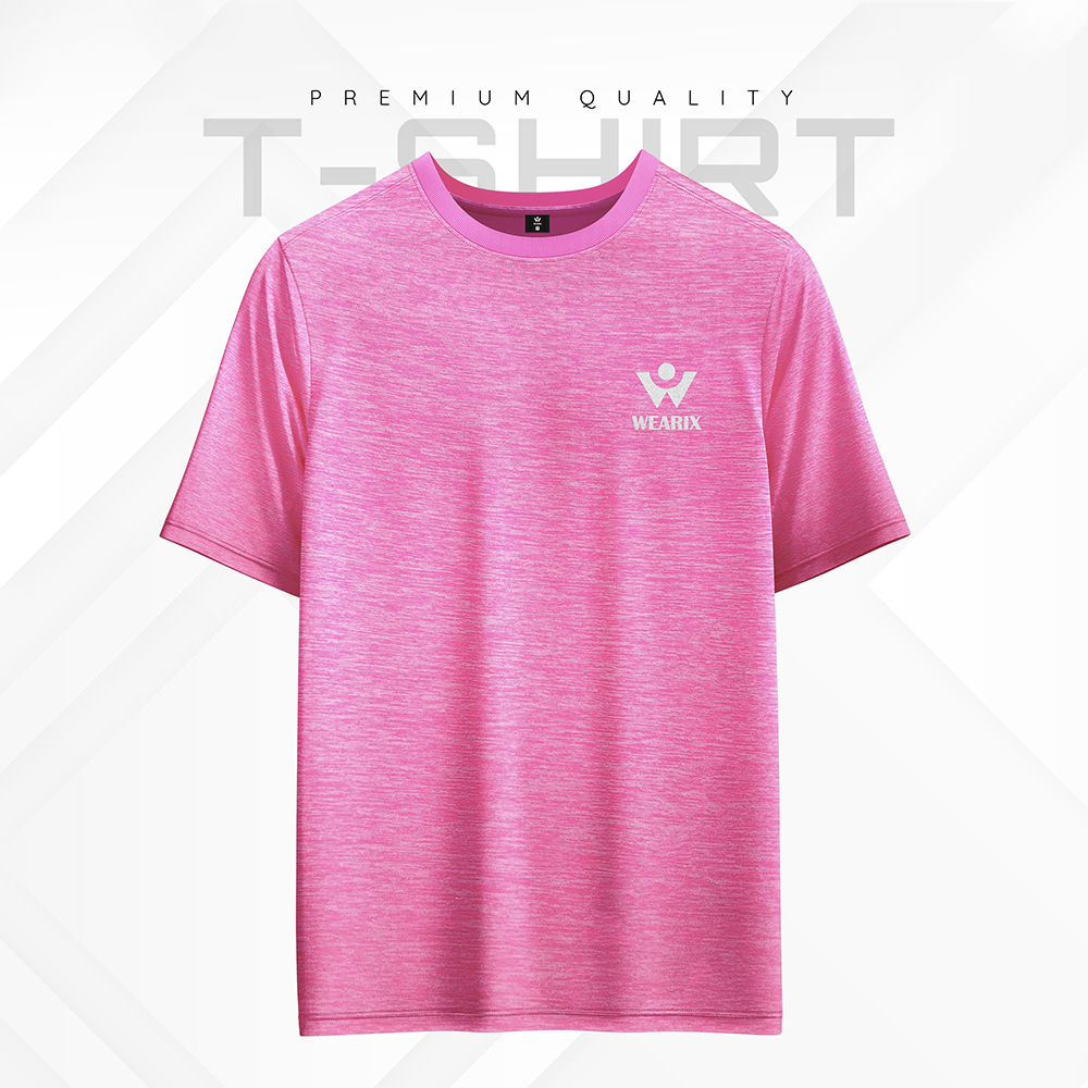 Compact Cotton Half Sleeve T-Shirt For Men - Pink - W11