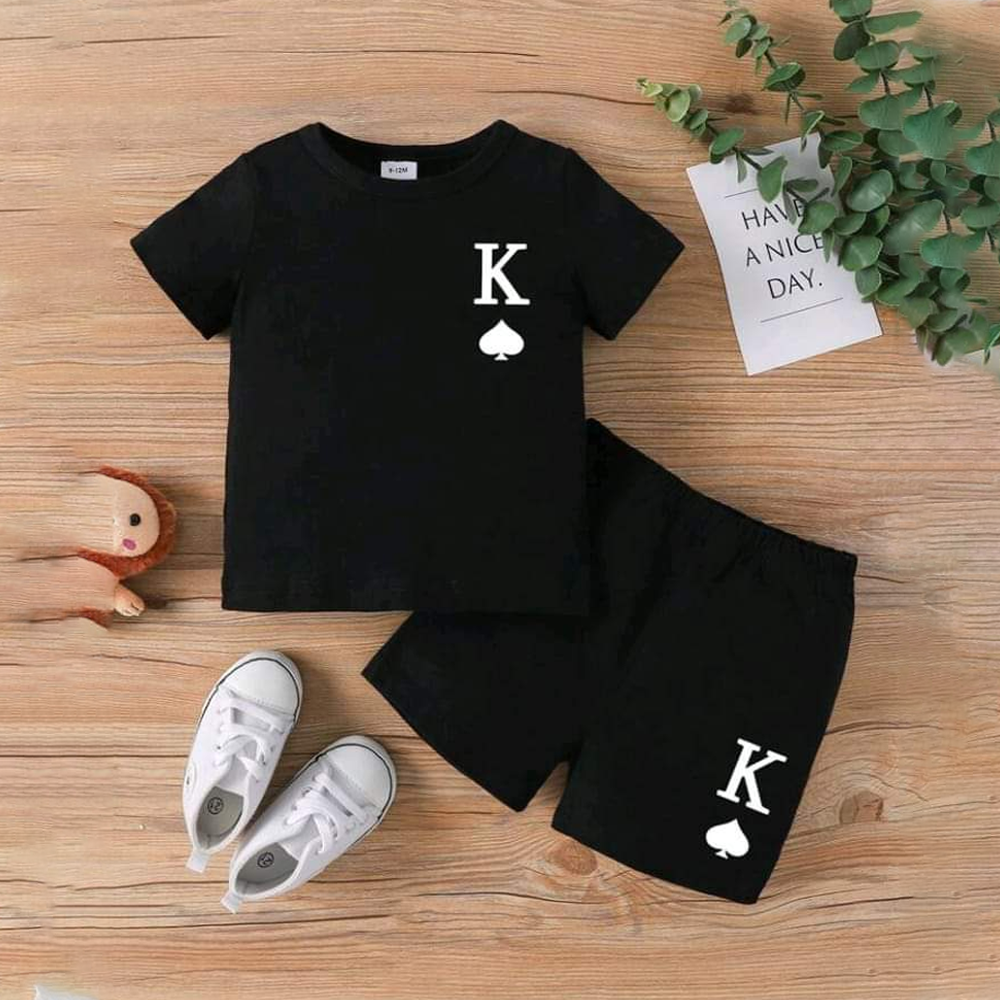 Soft Cotton T-Shirt and Pant Set For Boys - Black 