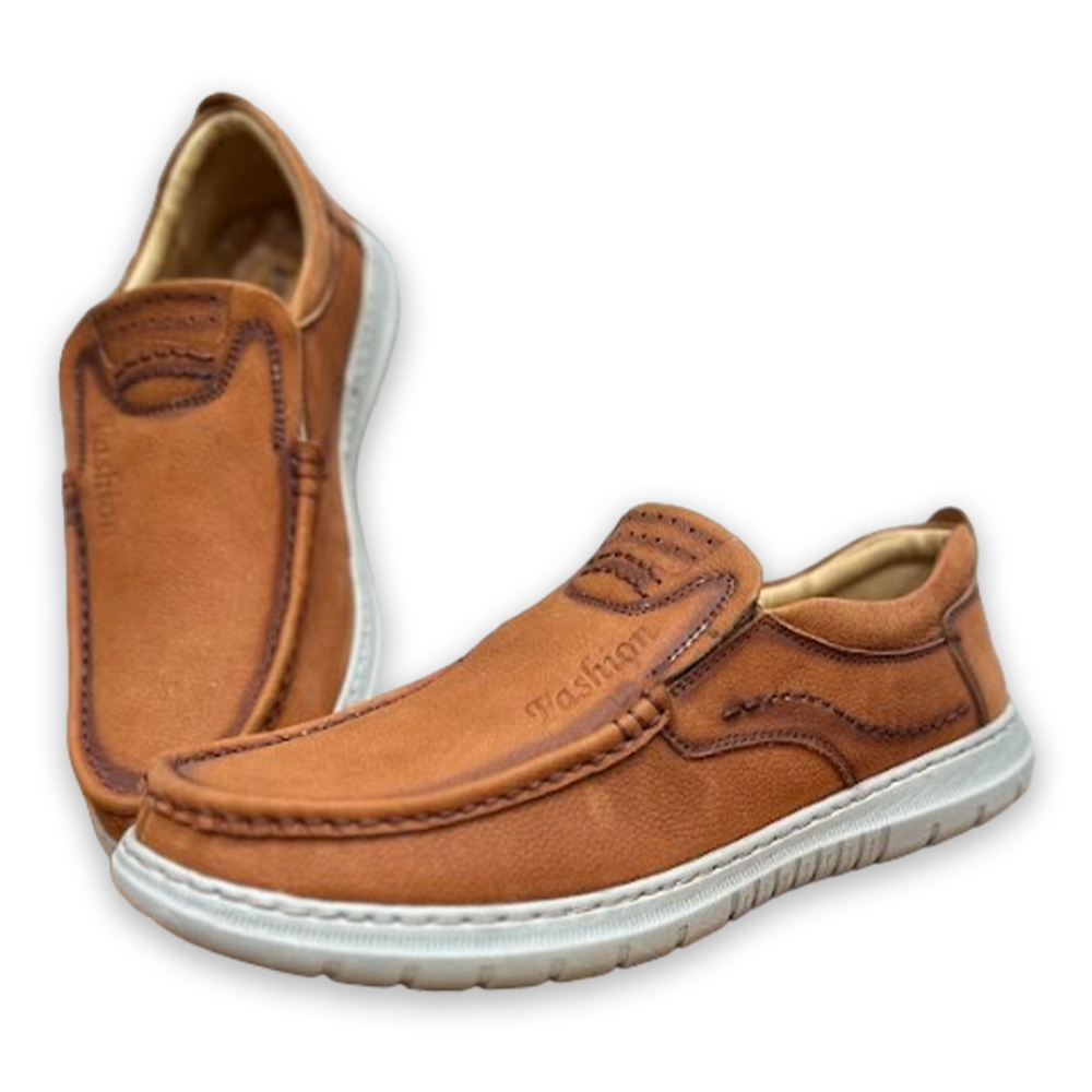 Leather Casual Shoes For Men - Brown - S1