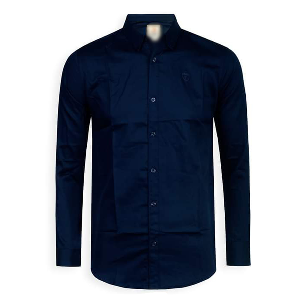 Cotton Full Sleeve Formal Shirt for Men - Navy Blue - S-01