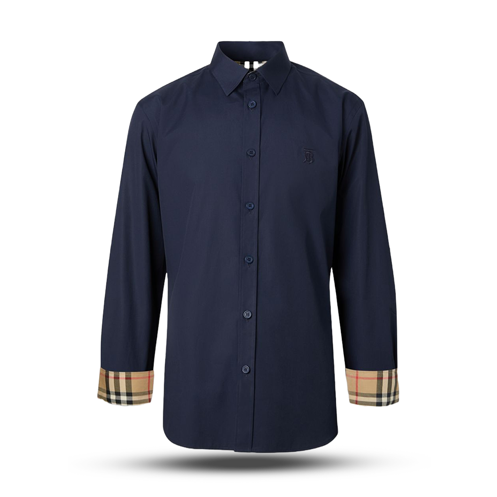 Cotton Stretch Full Sleeve Solid Shirt For Men - NBURM0S006 - Deep Navy Blue 