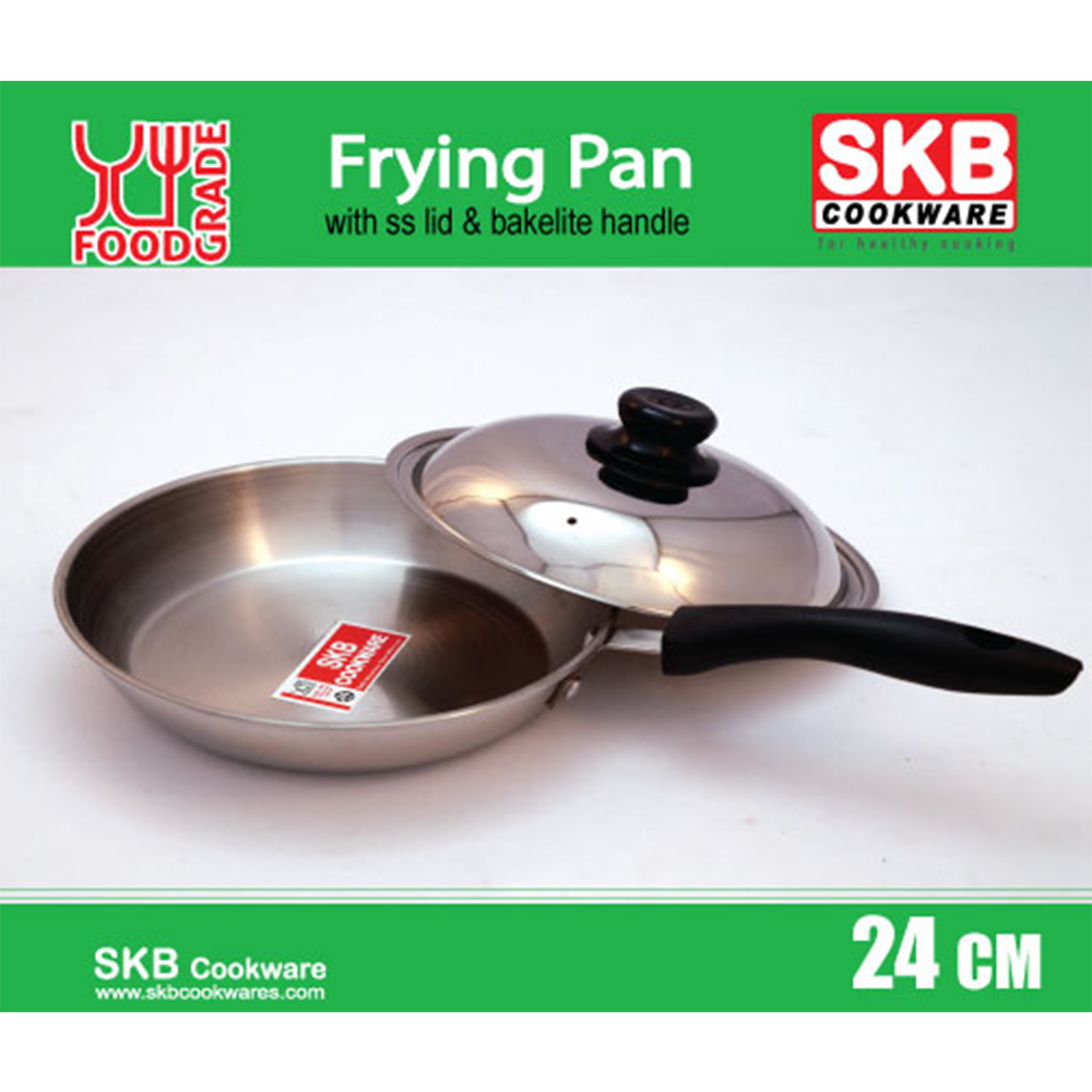 Frying Pan With SS Lid & Bakelite Handle - 24 cm - FP 2007