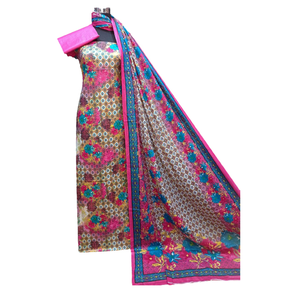 Unstitched Cotton Printed Salwar Kameez For Women - Multicolor - 3R-P45