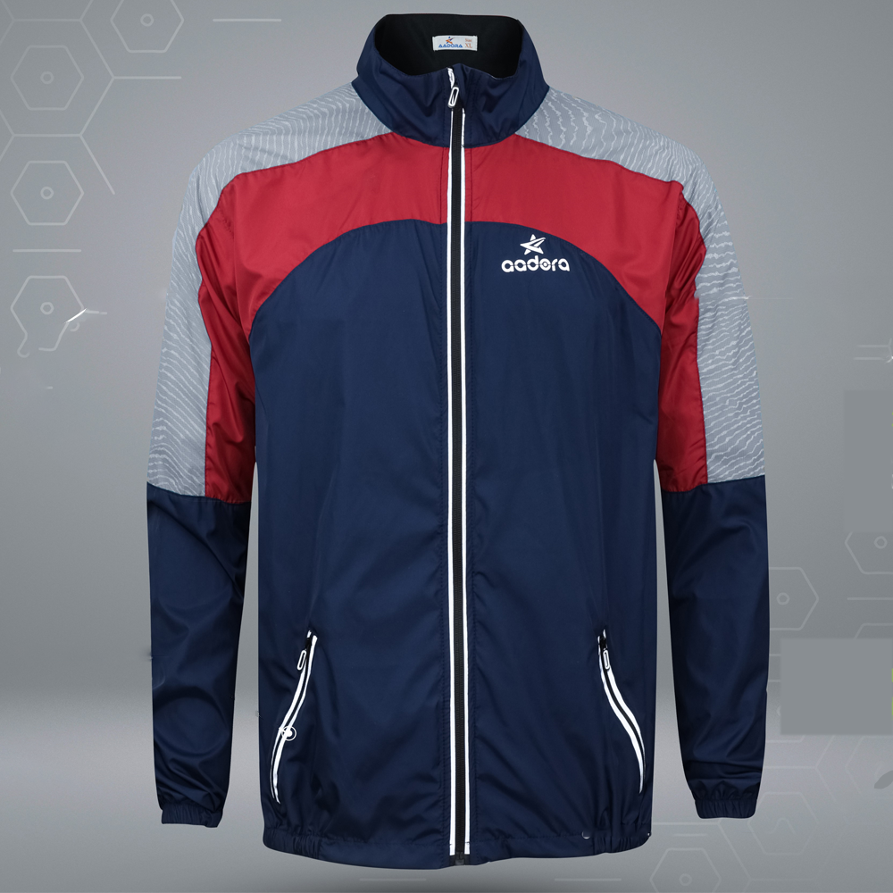 Aadora Polymicro Windbreaker 2Moon Jacket - Red and Navy Blue - APBD1007